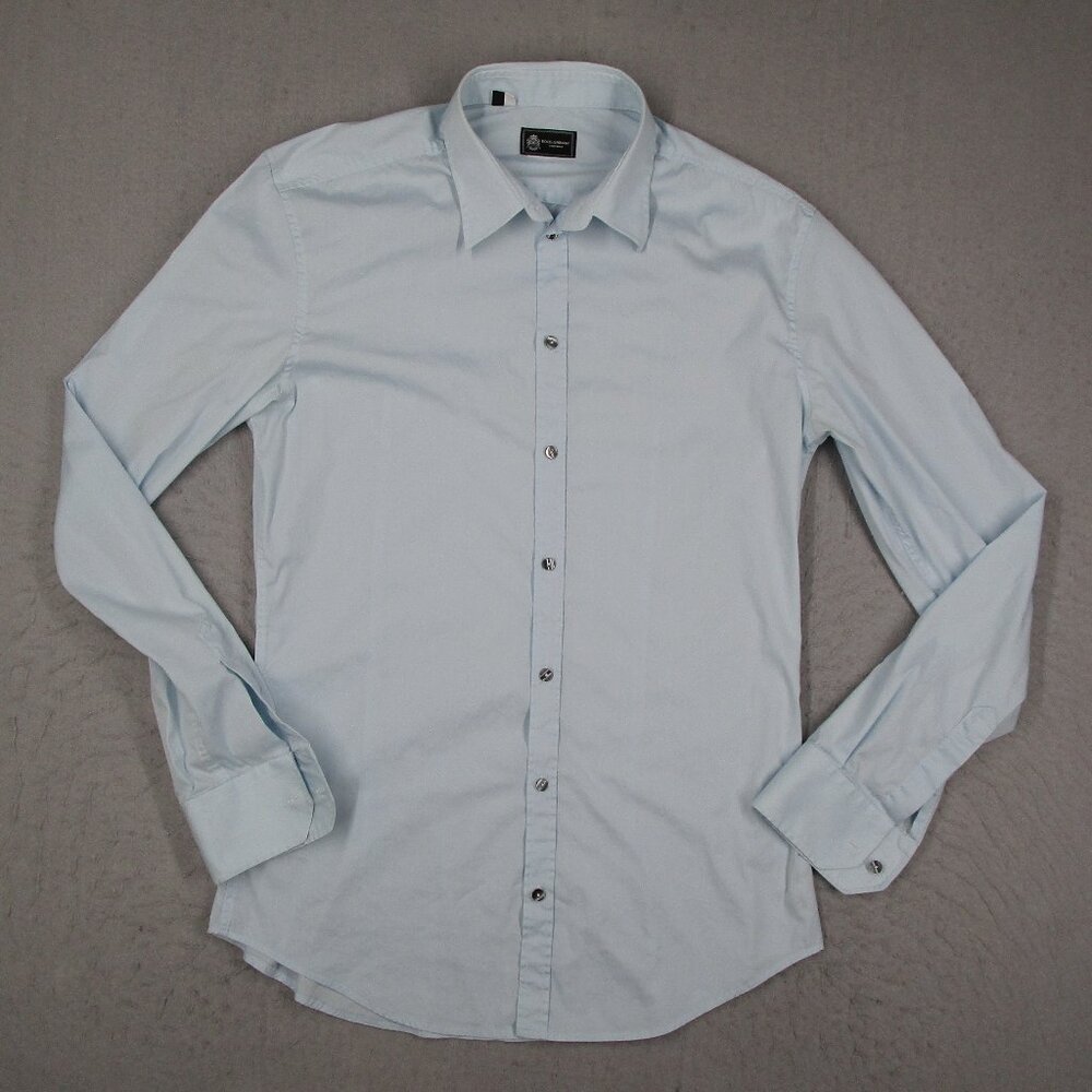 Dolce & Gabbana Shirt Mens 15 3/4 40 Blue Button Up Long Sleeve Ventanni Dress